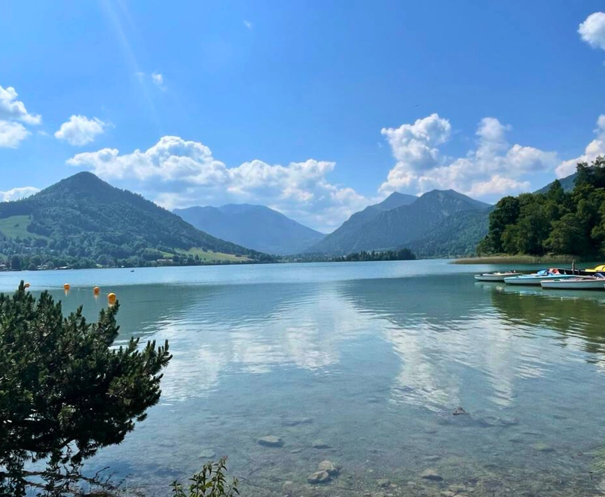View of Lake Schliersee, with the mountains in the background