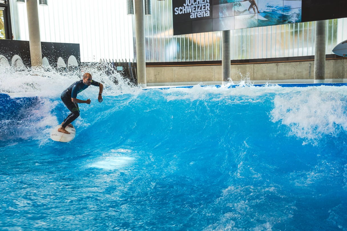 Surfer on the water in the Jochen Schweizer Arena