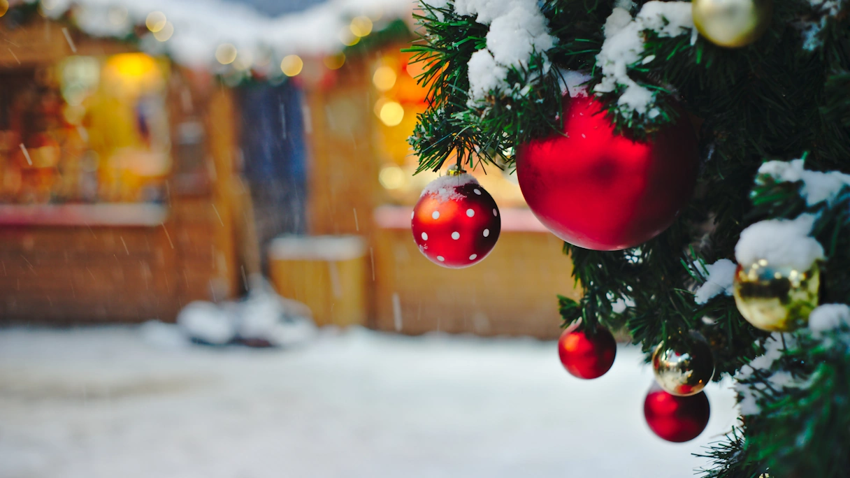 Decorated Christmas tree at the Christmas market