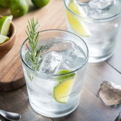 2 Gläser Gin Tonic mit Limette und Thymian