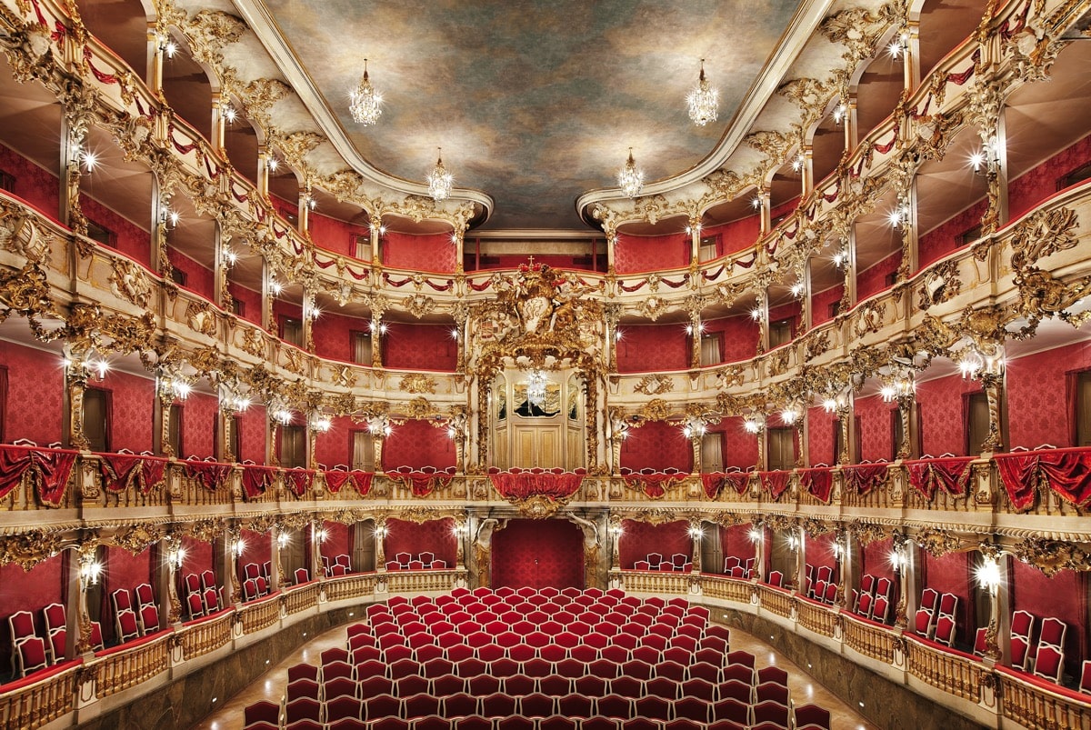 Cuvillies Theater Hall with many seats in gold and red