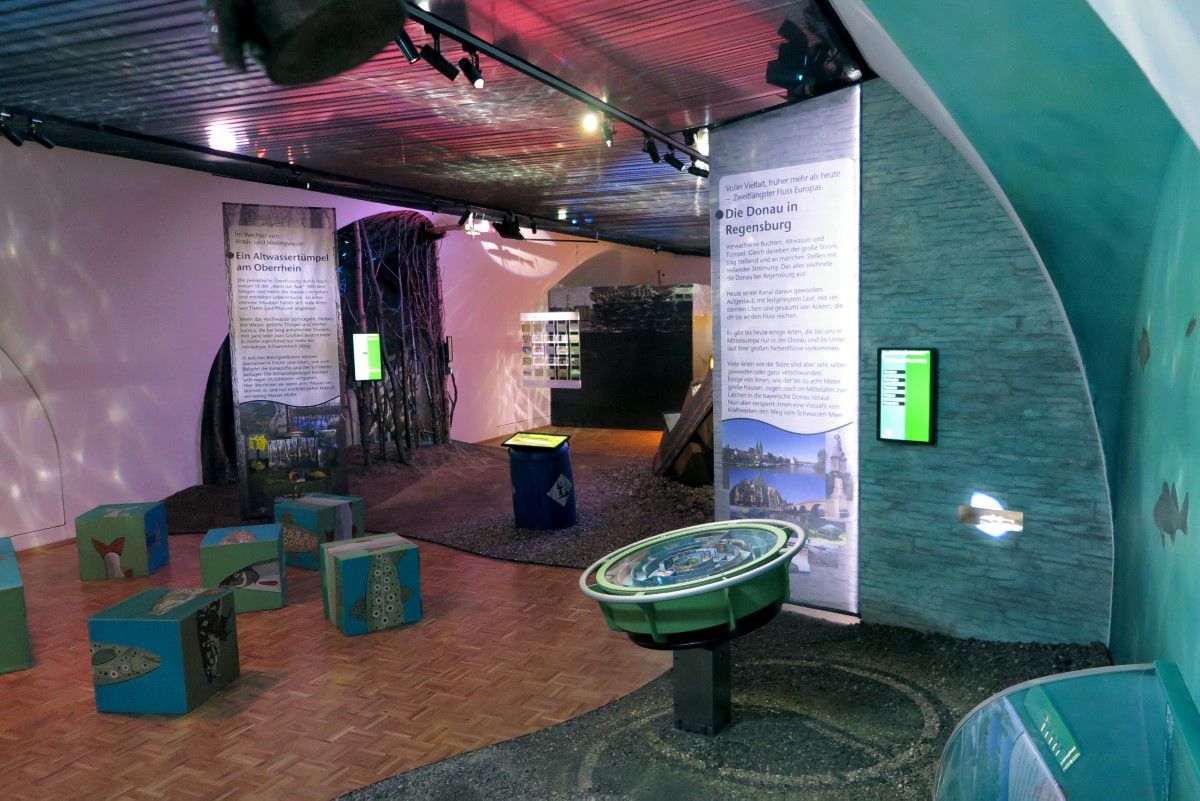 Fishing exhibition with stations and information boards