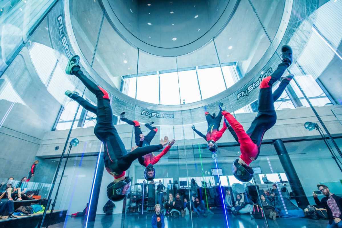 Four upside down in the wind tunnel