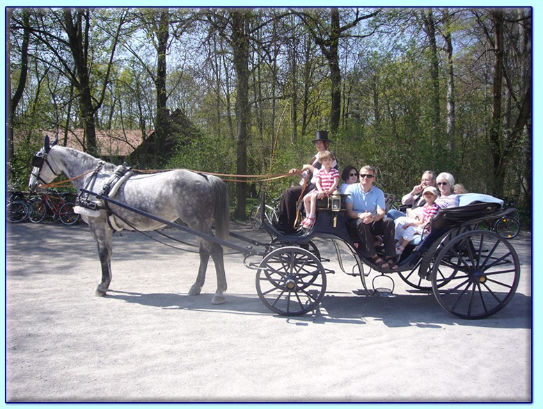 Horse carriage with family in carriage